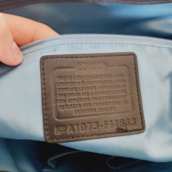 COACH Leah Signature Y2K Black Embossed Patent & Tan Leather Tote Bag - Picture 5 of 8